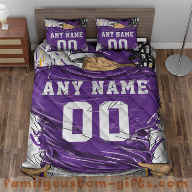 Custom Quilt Sets Minnesota Jersey Personalized Football Premium Quilt Bedding for Men Women